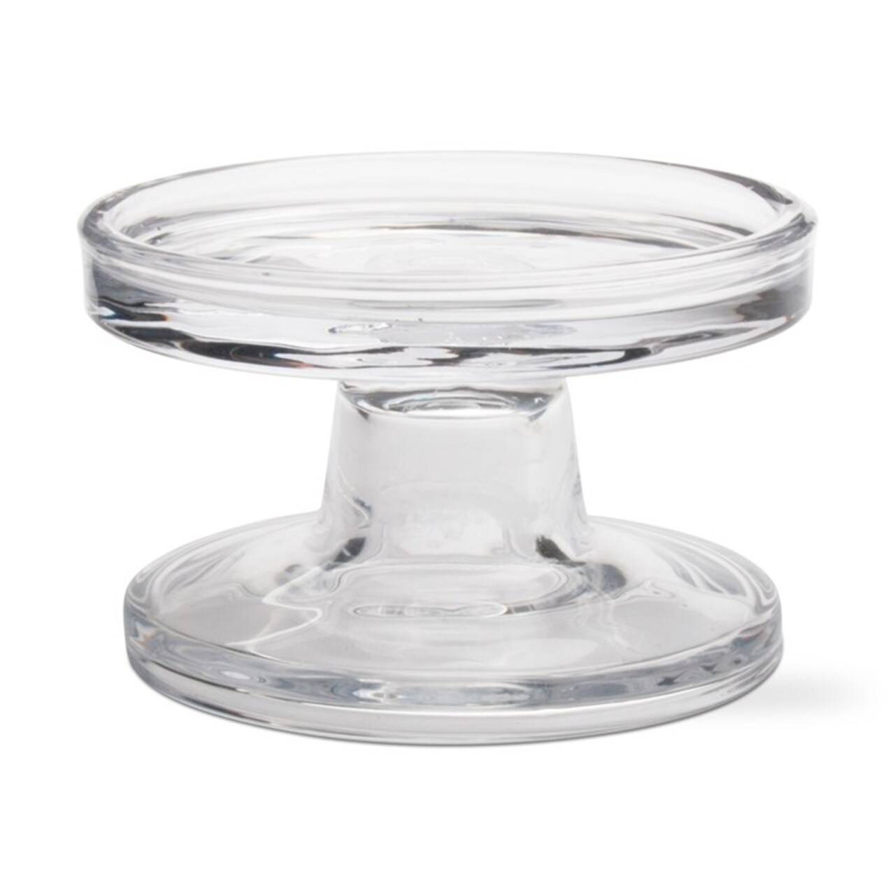 Bobbin Reversible Glass Candle Holders for Pillar and Taper Candles, Clear, Everyday Use, 2.38" H x 3.88" Dia